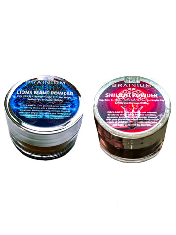 Natural Nootropic Starter Pack - Shilajit 10g Powder - Lions Mane 10g Powder